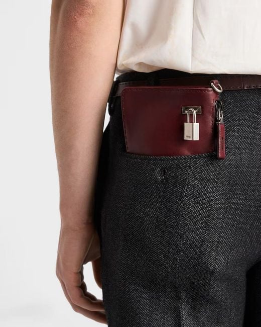 Prada Purple Antiqued Leather Pouch for men