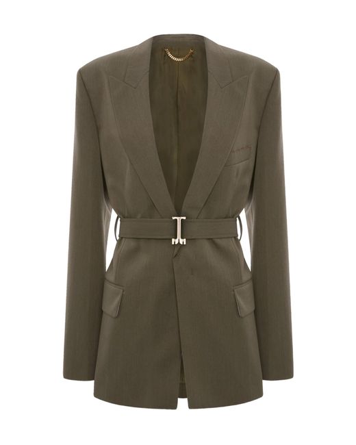 Victoria Beckham Green Belted Tailored Jacket