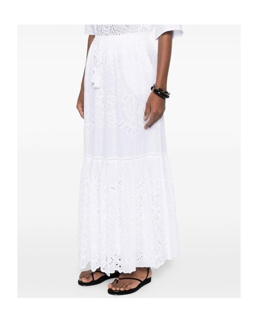 ERMANNO FIRENZE White Broderie Tiered Skirt