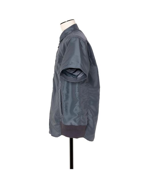 Sacai Gray Collared Short-Sleeve Shirt for men