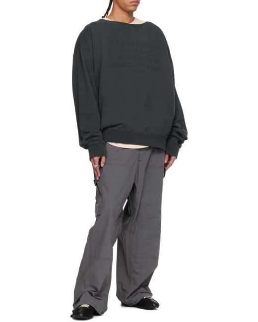 Maison Margiela Gray Numbers Motifed Crewneck Sweatshirt for men