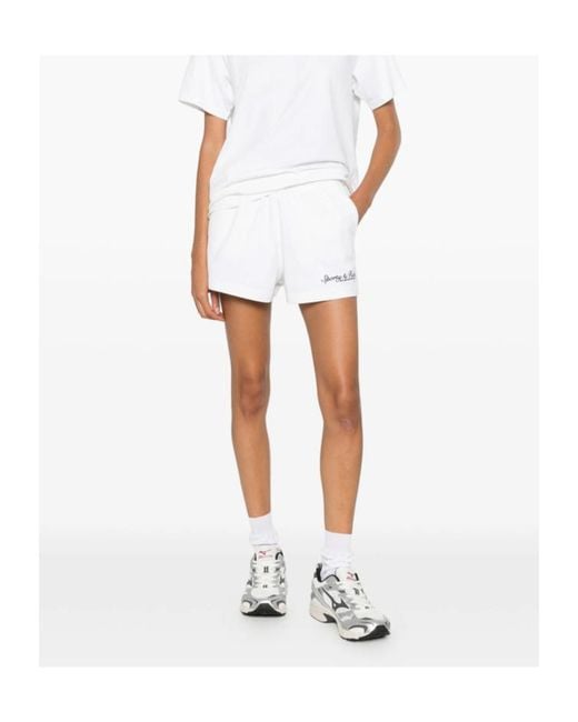 Sporty & Rich White Elastic-Waist Shorts