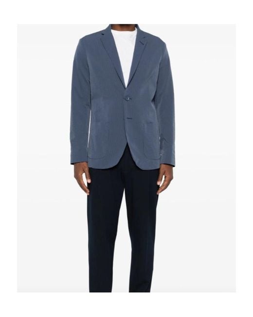 Herno Blue Notched-Lapel Blazer for men