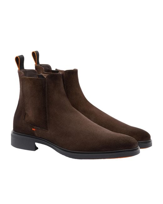 Santoni Brown Easy Ankle Boots for men