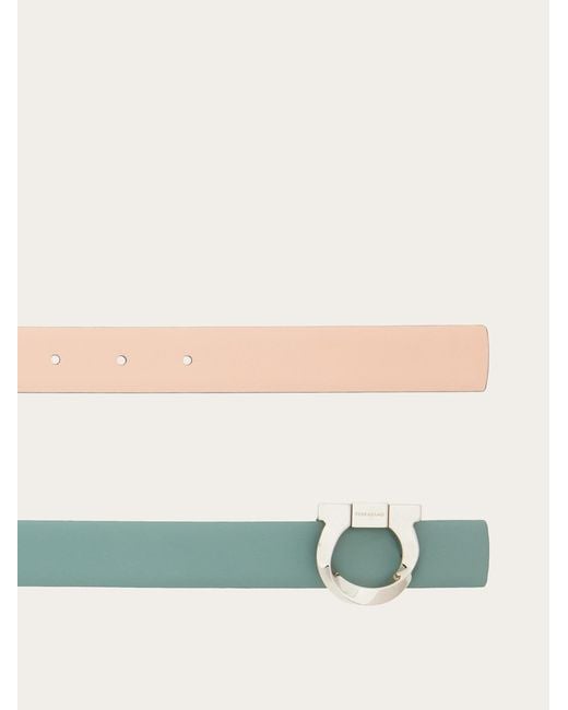 Ferragamo White Gancini Double-Sided Belt