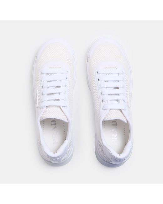 Prada White Lace-Up Platform Sneakers