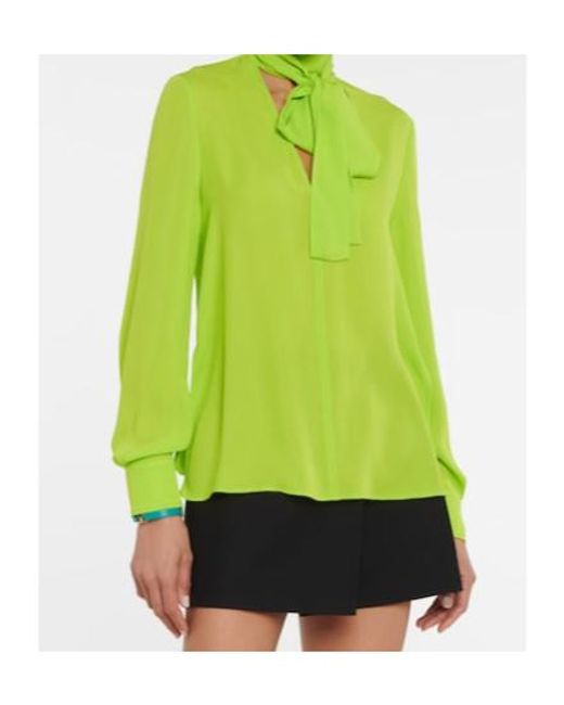Valentino Green Cutout Silk Crêpe Blouse