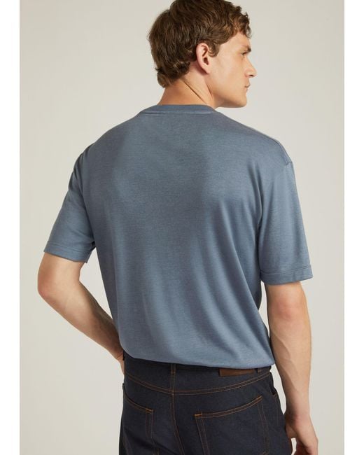 Loro Piana Blue Logo T-Shirt for men