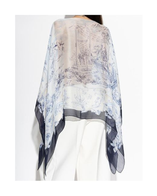 Ferragamo Gray Floral Pattern Shawl