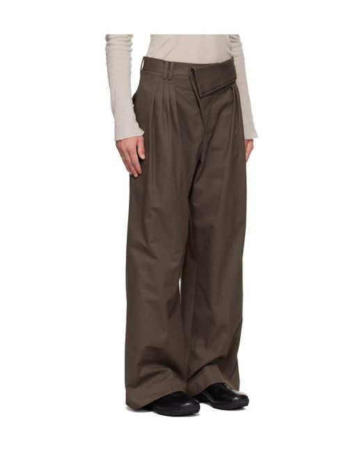 Kiko Kostadinov Brown Fold-Over Waist Casual Trousers for men