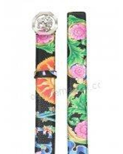 Versace White Flower Printing Medusa Belt for men