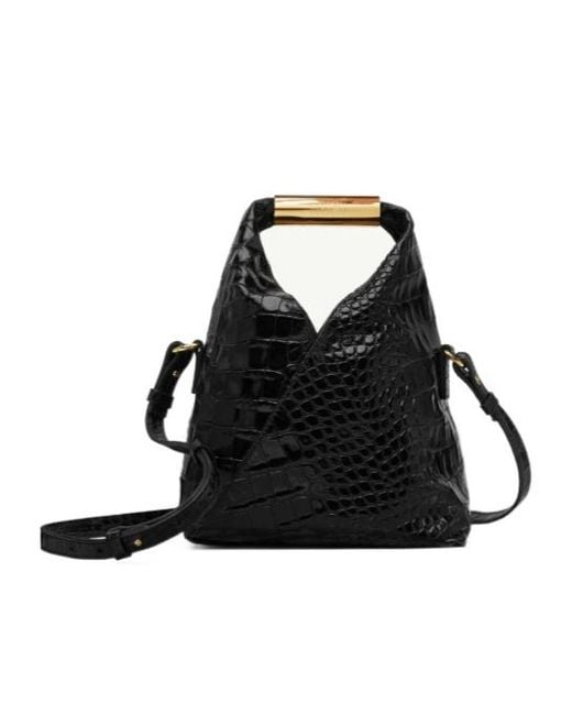 MM6 by Maison Margiela Black Japanese Embossed Small Shoulder Bag
