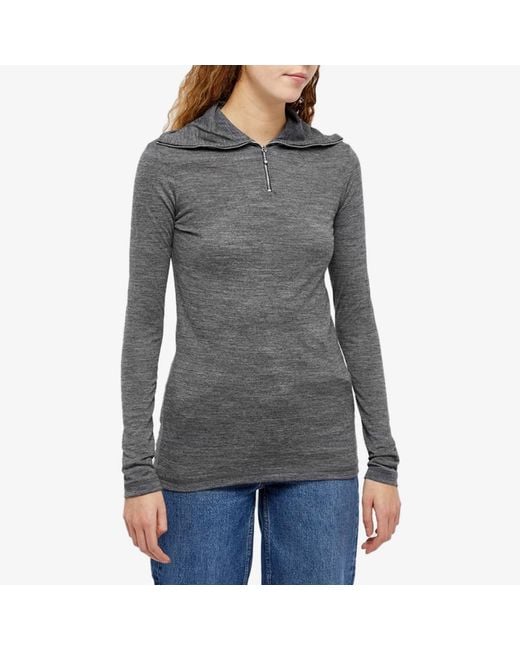 Jil Sander Gray Roll-Neck Knitted Top