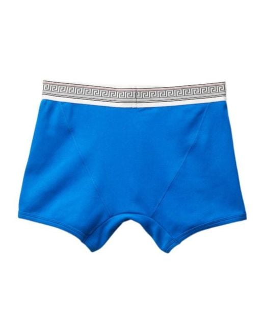 Versace Blue Ribbed Jersey Trunks for men