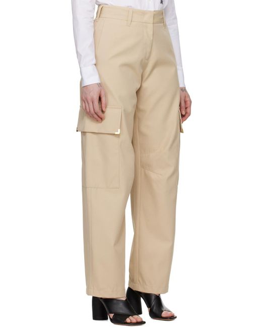Palm Angels Natural Carrot-Cut Mid-Rise Trousers