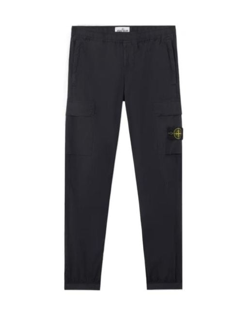 Stone Island Blue Compass Patch Tapered-Leg Cargo Pants for men