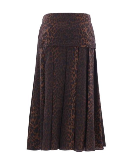 Balenciaga Brown Leopard Printed Midi Skirt
