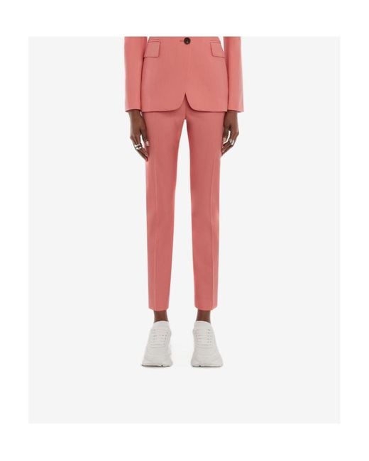 McQueen Pink High-Waisted Tapered Trousers