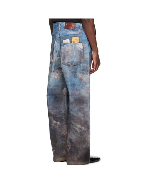 ANDERSSON BELL Blue Festival Mud Printed Jeans for men