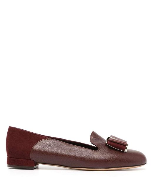 Ferragamo Brown Hausen 10 Bow-Detail Ballerina Shoes
