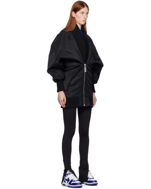 Off-White c/o Virgil Abloh Blue Ruched Puff-Sleeved Dress