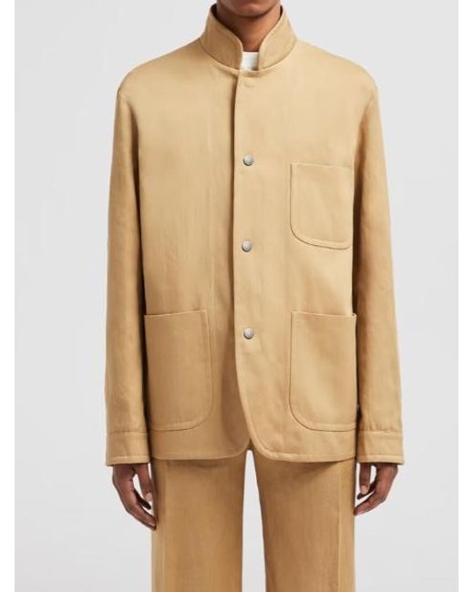 Moncler Natural Jouere Cotton Linen Shirt Jacket for men