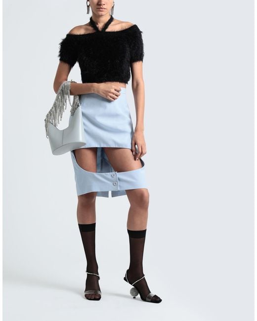 Burberry Blue Solid Color Wool Midi Skirt