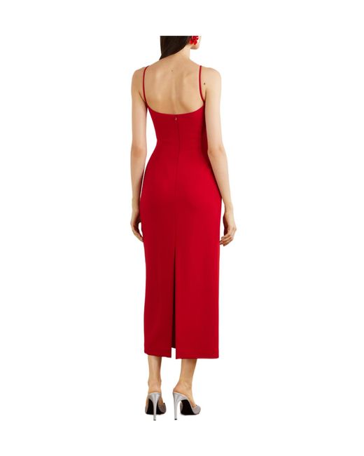 Magda Butrym Red Floral Appliqué Midi Dress