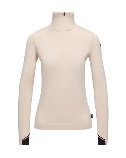 Moncler Natural Grenoble Logo Patch Turtleneck Top