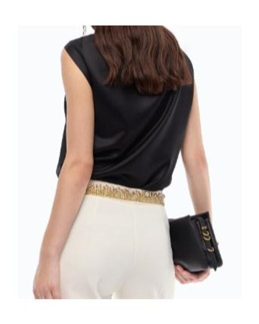Pinko Black Sleeveless Satin Blouse