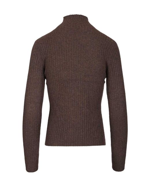 arch4 Brown Ribbed High-Neck Sweater