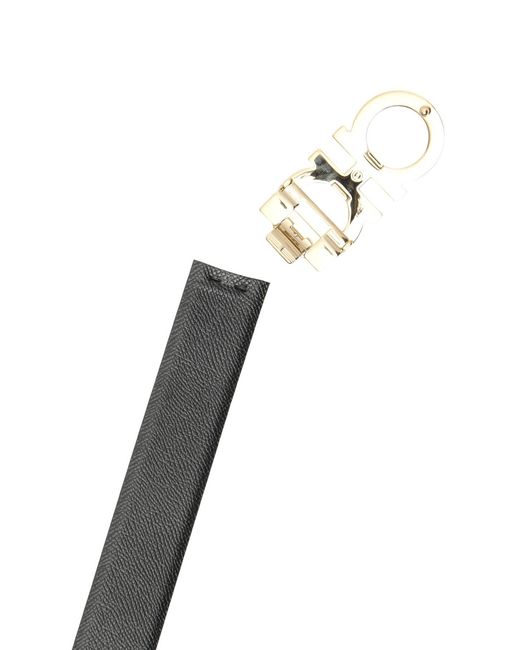 Ferragamo White Ferragamo Gancini Reversible Belt