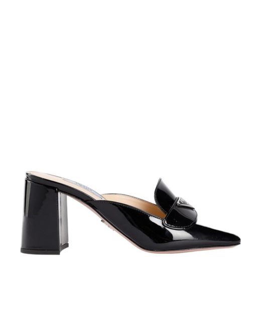Prada Black Logo Logo Muller High Heels