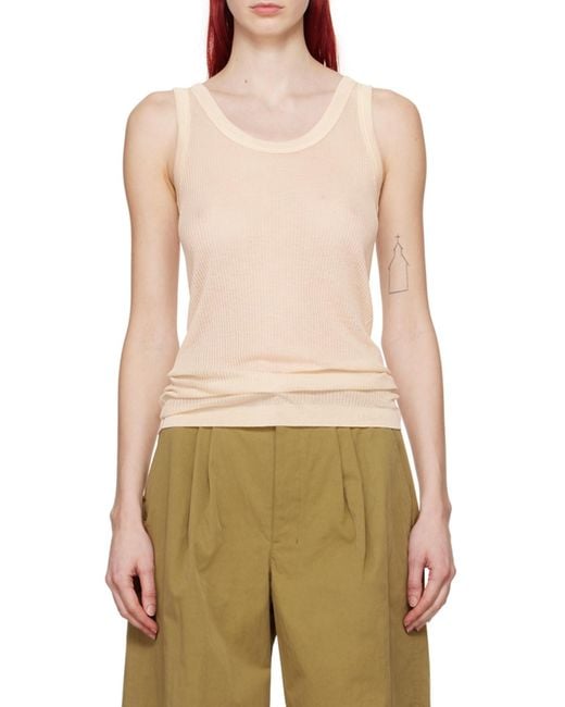 Lemaire White Ribbed Scoop Neck Tank Top