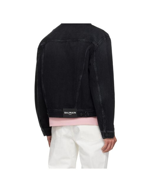 Balmain Blue Collared Button-Up Denim Jacket for men