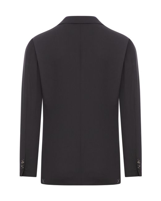 Giorgio Armani Black Single-Breasted Twill Suit for men