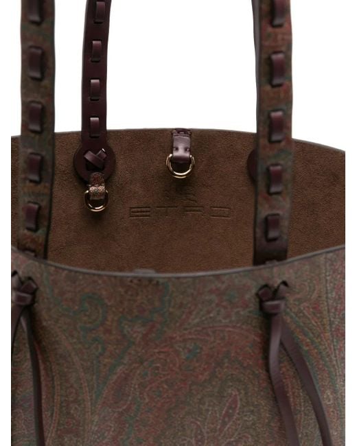 Etro Brown Paisley Printed Tote Bag