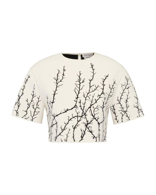 Alexander McQueen White Thorn Branch Motif Cropped Top