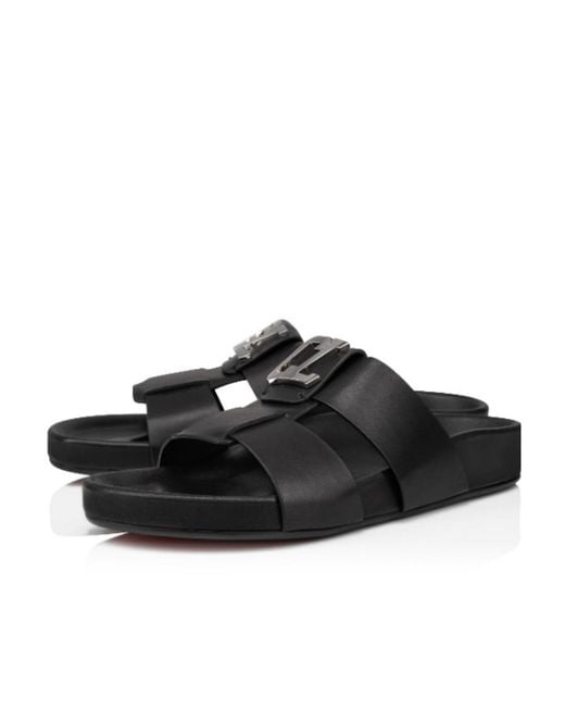 $949 Christian Louboutin Calf Dhabubizz Sandal BRAND NEW Size 10 Men’s (EU 43) Christian Louboutin Dhabubizz Logo Plaque Sandals in Black  main image 4