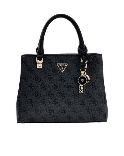 Guess Black Noelle 4G Monogram Charm Tote Bag