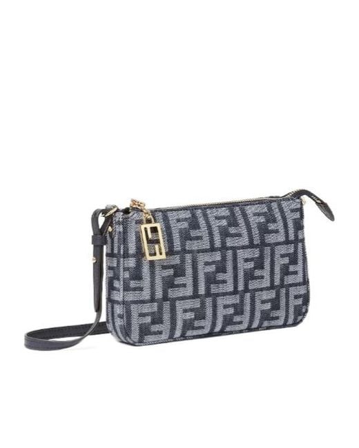 Fendi Blue Ff Fabric Baguette Pouch