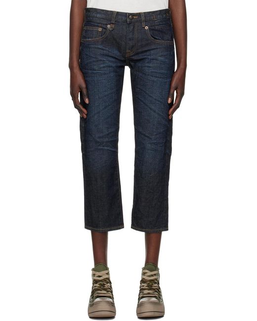 R13 Blue Cropped Straight Jeans