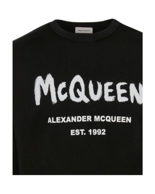 McQueen Black Graffiti Oversized Sweatshirt for men