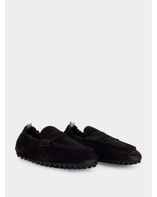 Officine Creative Black Travis Suede Loafers for men