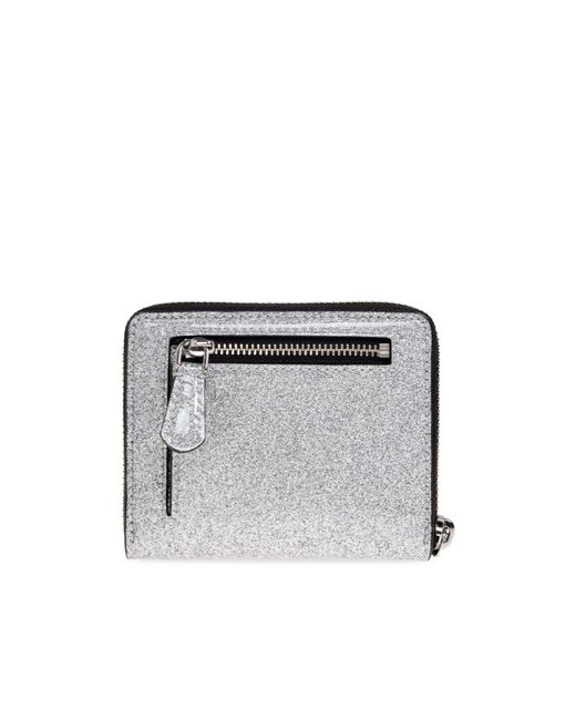Marc Jacobs White The Coated Glitter Everyday Slim Compact Wallet