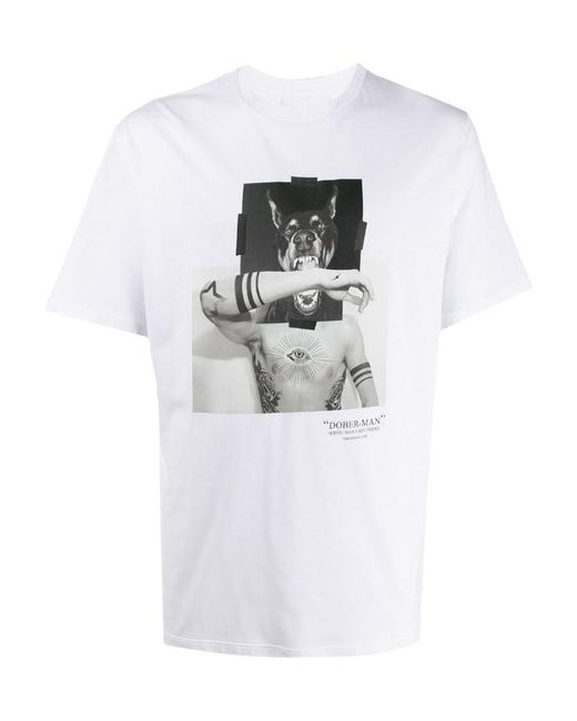 Neil Barrett White Printed T-Shirt With Round Neck for men