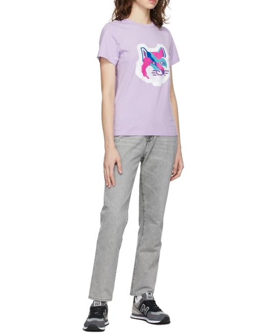 Maison Kitsuné Purple Pattern Printed T-Shirt