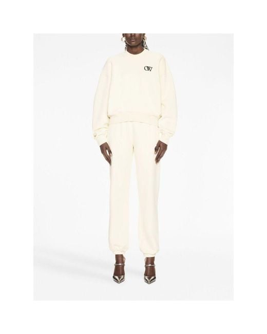 Off-White c/o Virgil Abloh White Logo Printed Crewneck Sweatshirt