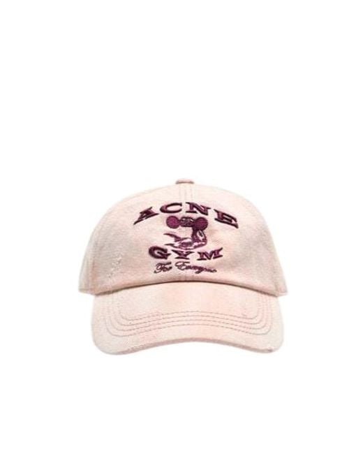 Acne Pink Curved Brim Baseball Cap for men