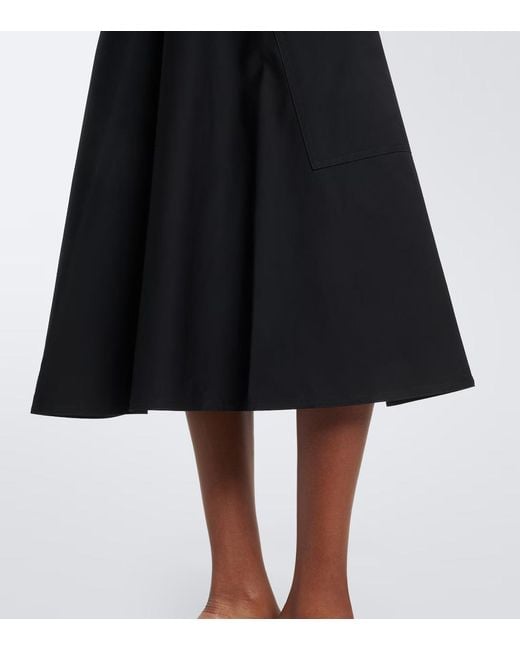 Vince Black Cotton Midi Skirt